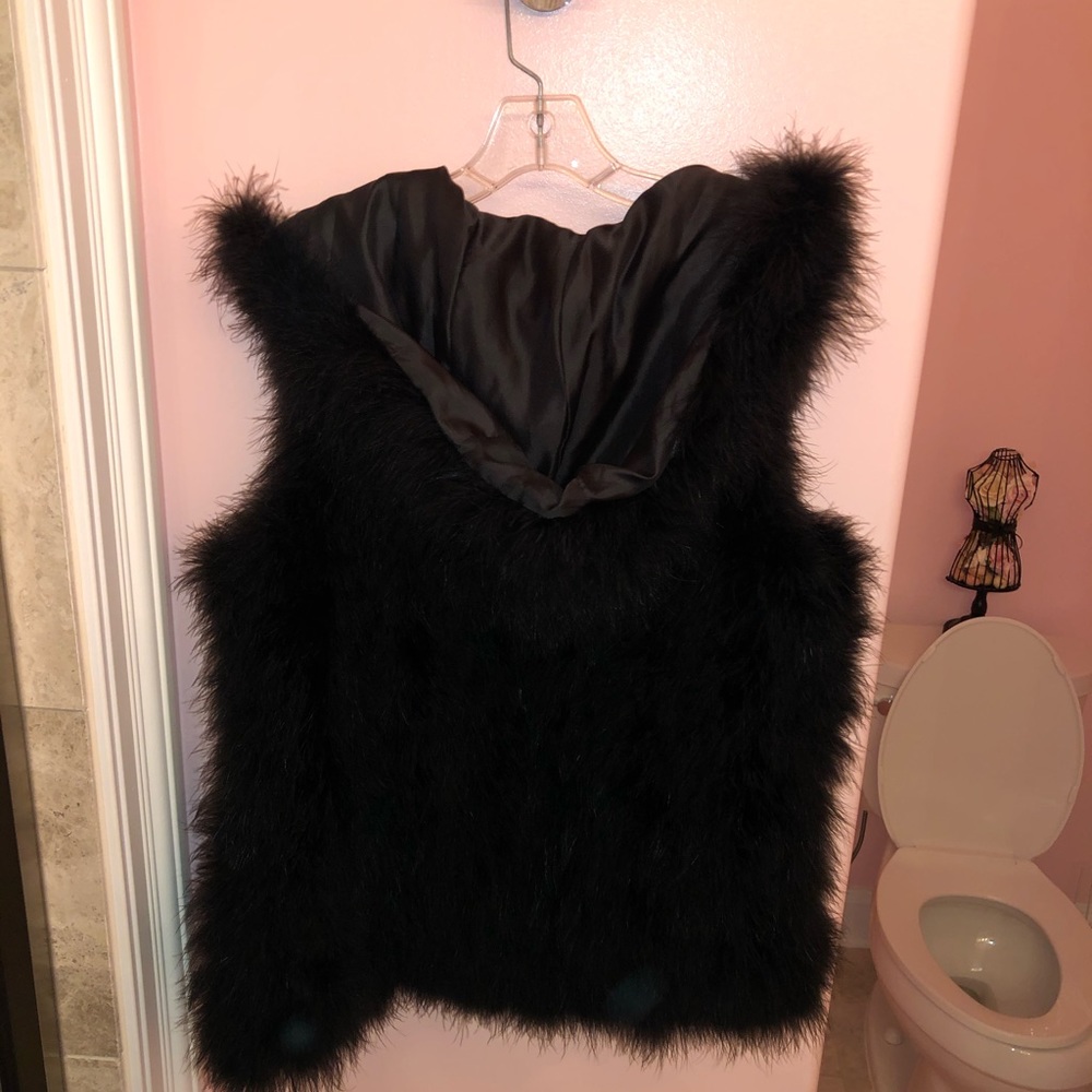 Black Fur hooded vest!